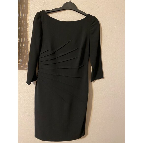 David Meister Dress Black 4 Small Career Church Sheath 3/4 Long Sleeve Starburst - Picture 7 of 9